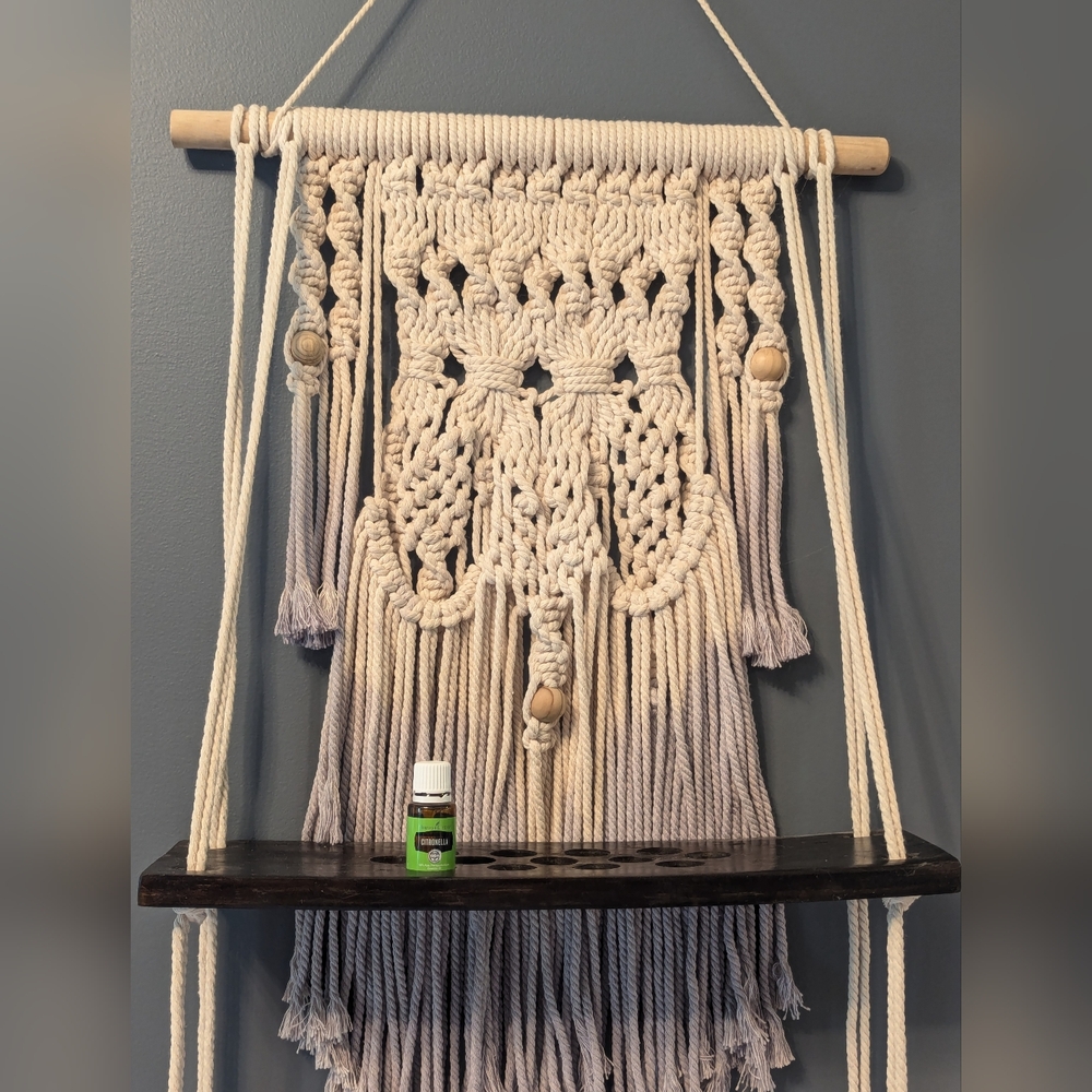 Handmade Macrame Bohemian essential oil/plant shelf